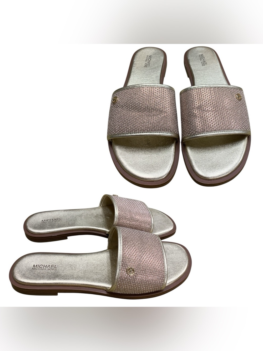 Michael Kors Rose Gold Slide Sandals S8.5